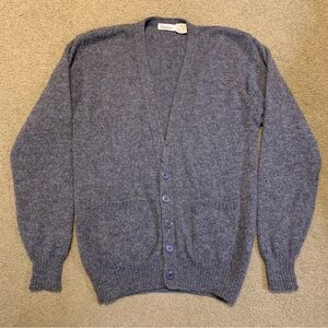 Vintage Damon Men's Wool Cardigan Gray Grandpa Sweater Medium Cottagecore